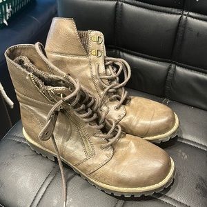 Gray combat boots